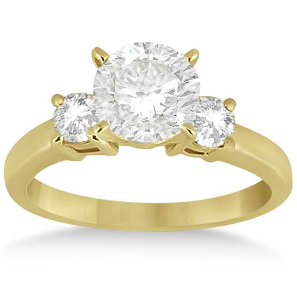 Three Stone Diamond Engagement Ring Setting 18K Yellow Gold (0.50ct)