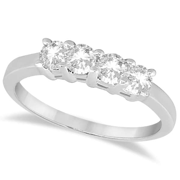 Classic Four Stone Diamond Ring Wedding Band 14K White Gold (0.60ct)