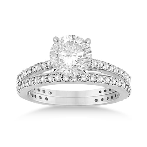 Eternity Diamond Engagement Ring & Band Set Palladium (1.10ct)