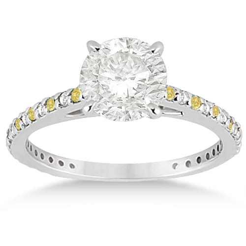 White & Yellow Diamond Engagement Ring Pave Set in Palladium 0.52ct