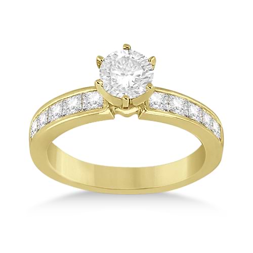 Channel Set Princess Diamond Engagement Ring 18k Yellow Gold (0.50ct)