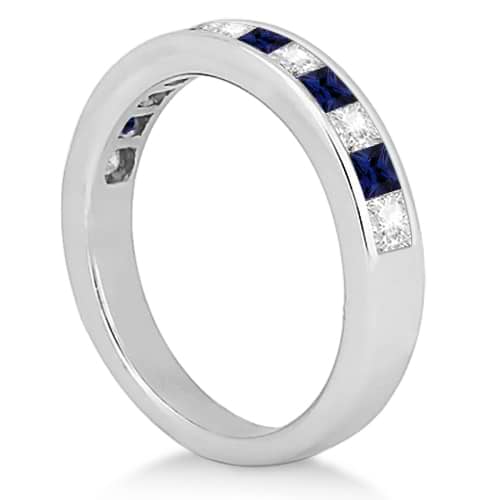 Channel Blue Sapphire & Diamond Bridal Set 18k White Gold (1.30ct)
