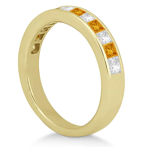 Channel Citrine & Diamond Bridal Set 14k Yellow Gold (1.30ct)
