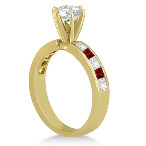 Channel Garnet & Diamond Bridal Set 14k Yellow Gold (1.30ct)