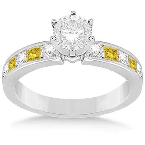 Princess White & Yellow Diamond Engagement Ring in Palladium 0.50ct