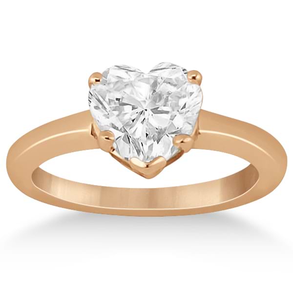 Heart Shaped Solitaire Diamond Engagement Ring Setting in 14k Rose Gold