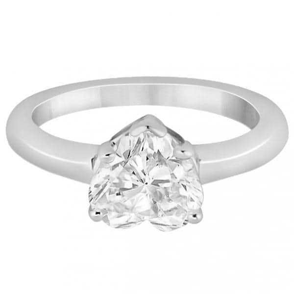 Heart Shaped Solitaire Diamond Engagement Ring Setting 14k White Gold
