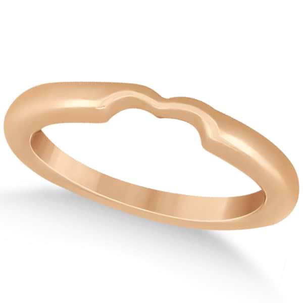 Matching Notched Wedding Band to Heart Shaped Ring in 14k Rose Gold