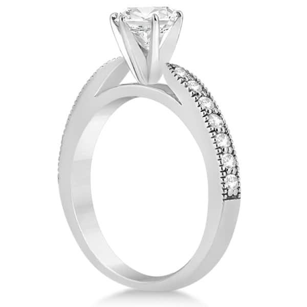 Cathedral Antique Style Engagement Ring 14k White Gold (0.28ct)