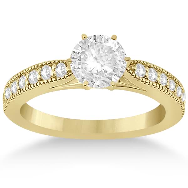 Cathedral Diamond Accented Vintage Bridal Set 14k Y. Gold (0.62ct)