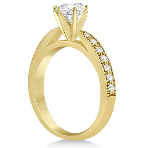 Cathedral Diamond Accented Vintage Bridal Set 18k Y. Gold (0.62ct)