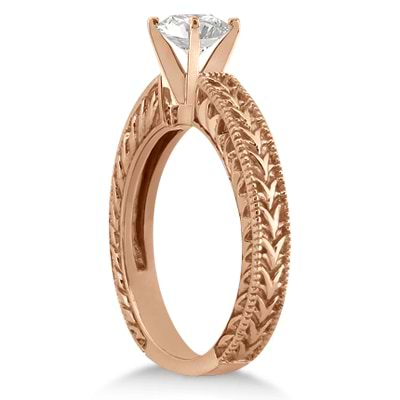 Solitaire Engagement Ring & Wedding Band Bridal Set 18k Rose Gold