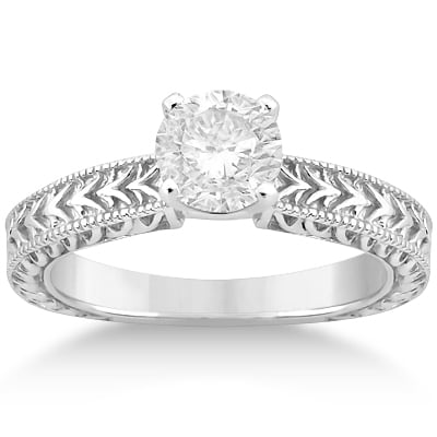 Solitaire Engagement Ring & Wedding Band Bridal Set 18k White Gold