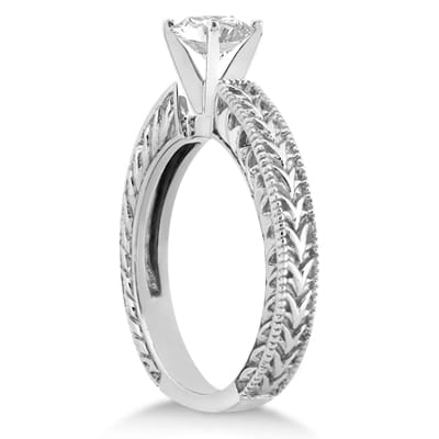 Solitaire Engagement Ring & Wedding Band Bridal Set 18k White Gold