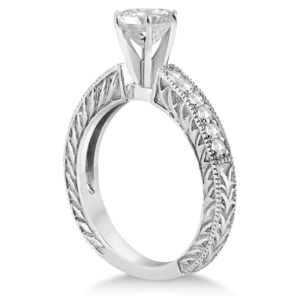 Vintage Filigree Diamond Engagement Bridal Set Platinum (0.35ct)