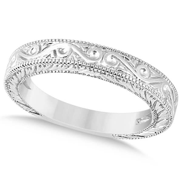 Classic Filigree Designed Solitaire Bridal Set 14K White Gold