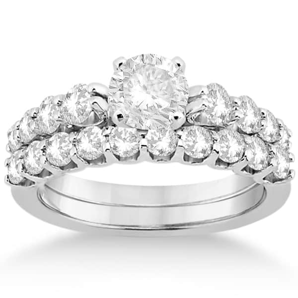 Graduated Diamond Engagement Ring & Band Set Palladium (1.00ct)