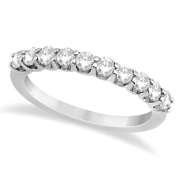 Prong Set Diamond Accented Wedding Band 14K White Gold (0.50ct)