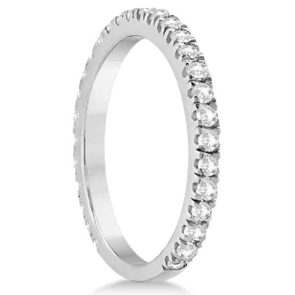 Diamond Bridal Halo Engagement Ring & Eternity Band 18K White Gold (1.30ct)