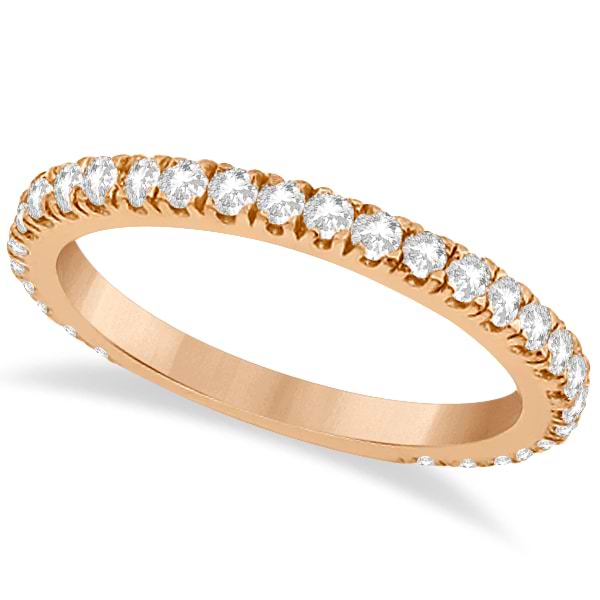 Round Diamond Eternity Wedding Ring 18K Rose Gold Diamond Band (0.58ct)