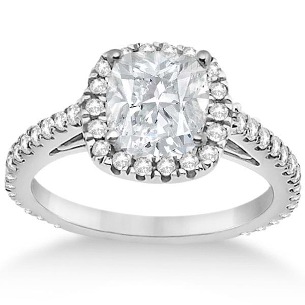 Cathedral Halo Cushion Diamond Engagement Ring 14K White Gold (0.60ct)