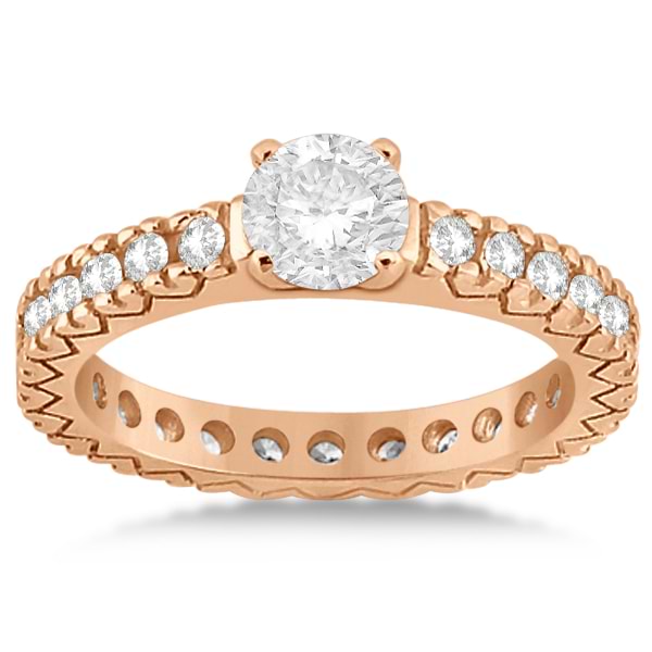 Eternity Diamond Engagement Ring Setting Womens 14K Rose Gold 0.40ct