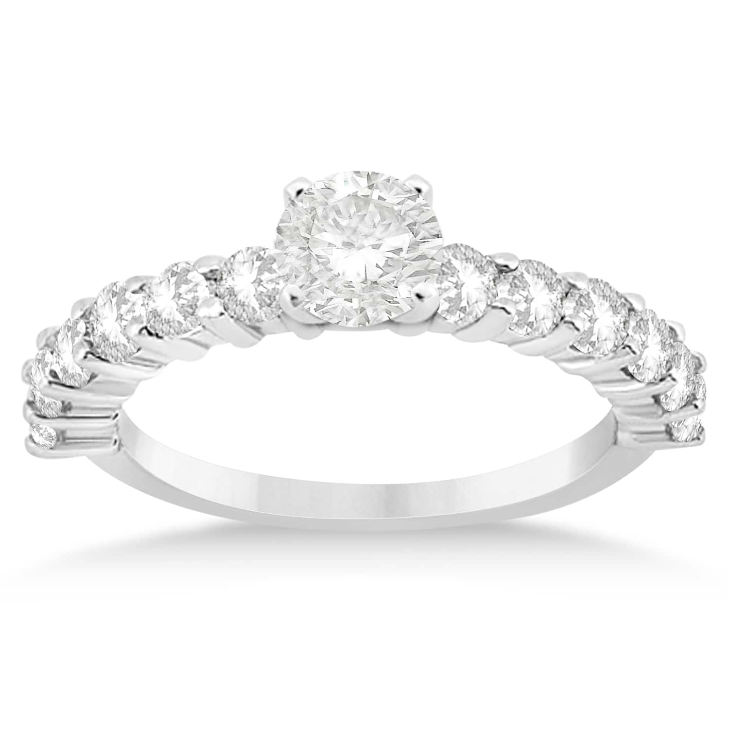 Diamond Accented Engagement Ring Setting 14k White Gold (0.84ct)