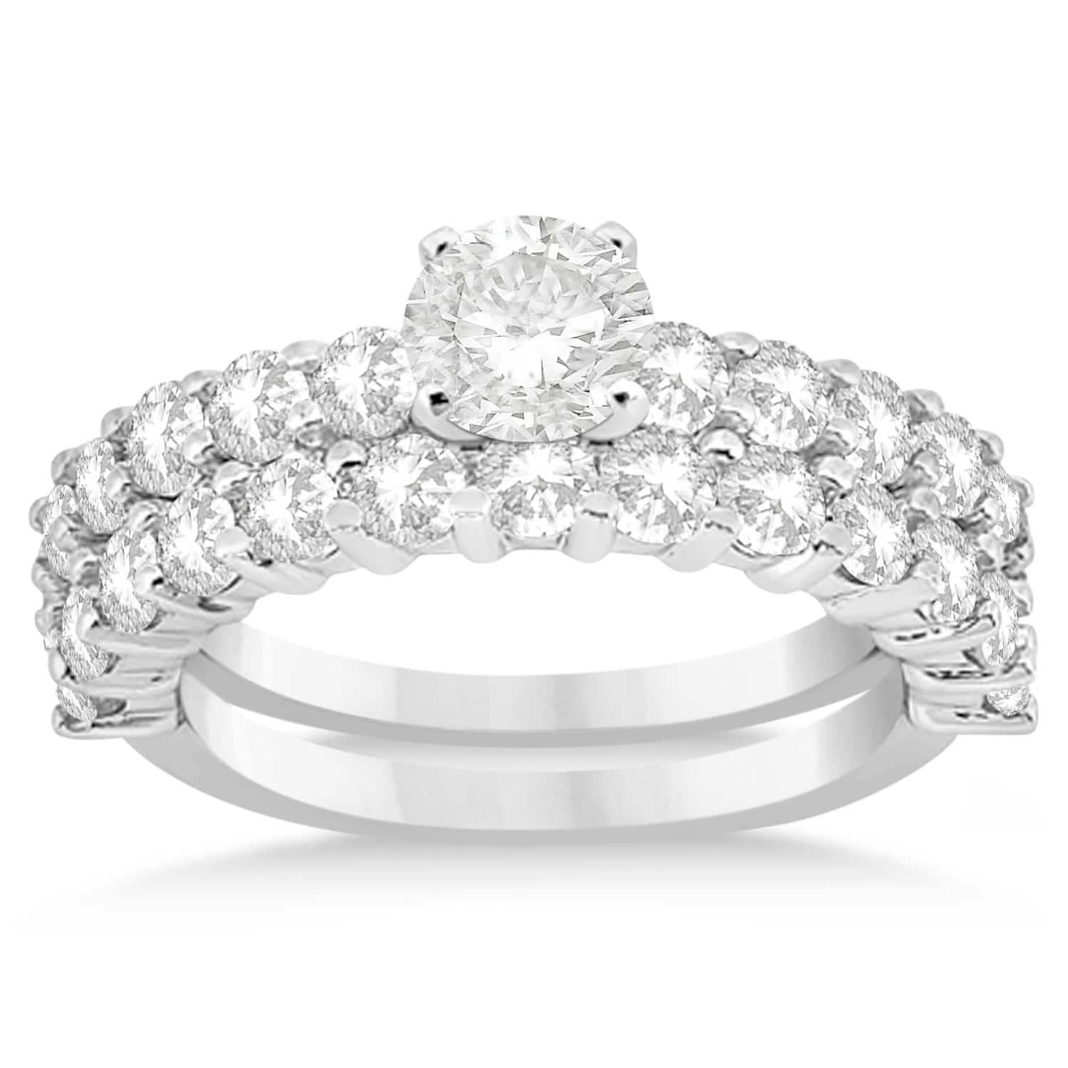 Diamond Accented Bridal Set Setting Platinum 1.75ct