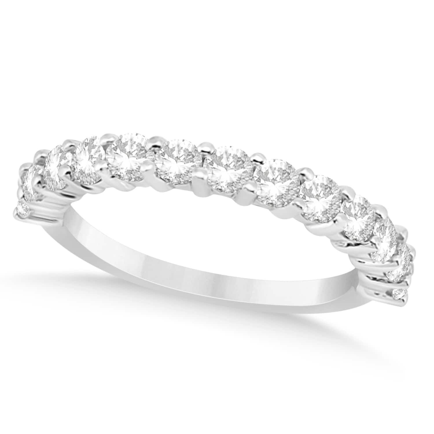 Diamond Accented Wedding Band 18k White Gold 0.91ct