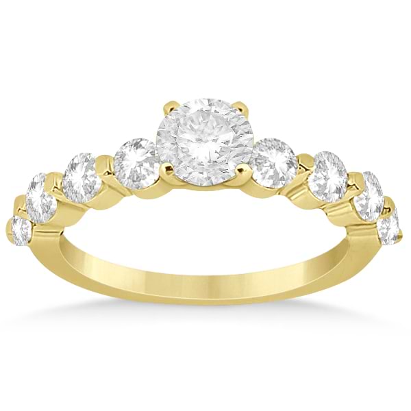 Shared Single Prong Diamond Engagement Ring 14K Yellow Gold (0.80ct)