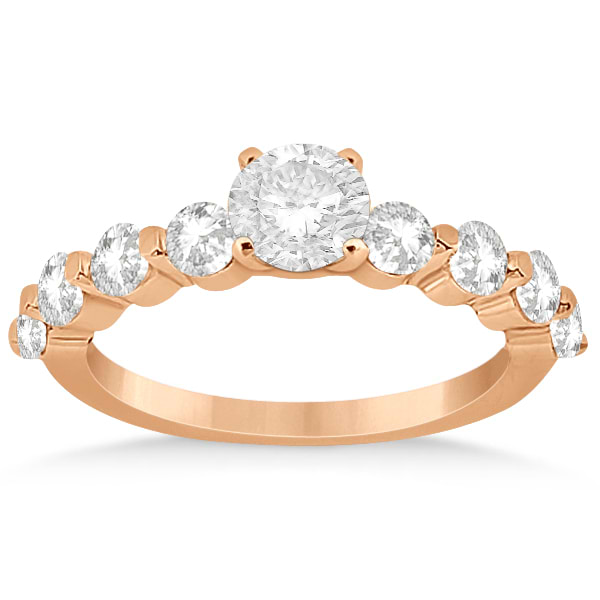 Shared Single Prong Diamond Engagement Ring 18K Rose Gold (0.80ct)