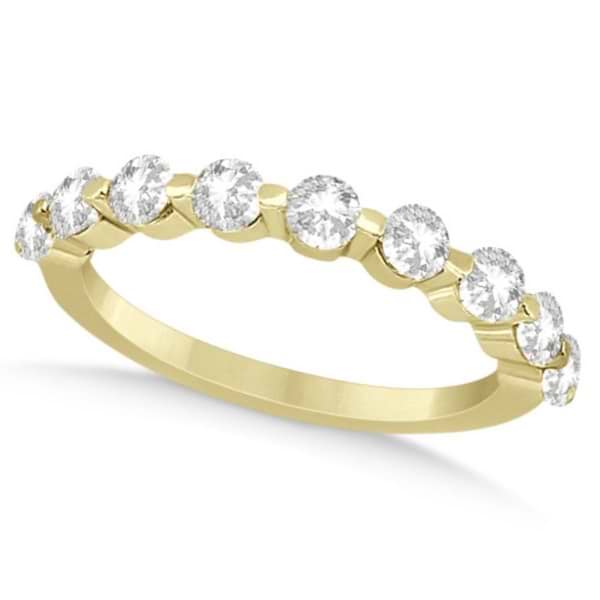 Shared Single Prong Diamond Wedding Ring 14K Yellow Gold (0.90ct)