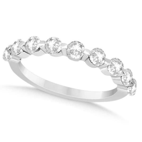 Shared Single Prong Diamond Wedding Ring Palladium (0.90ct)