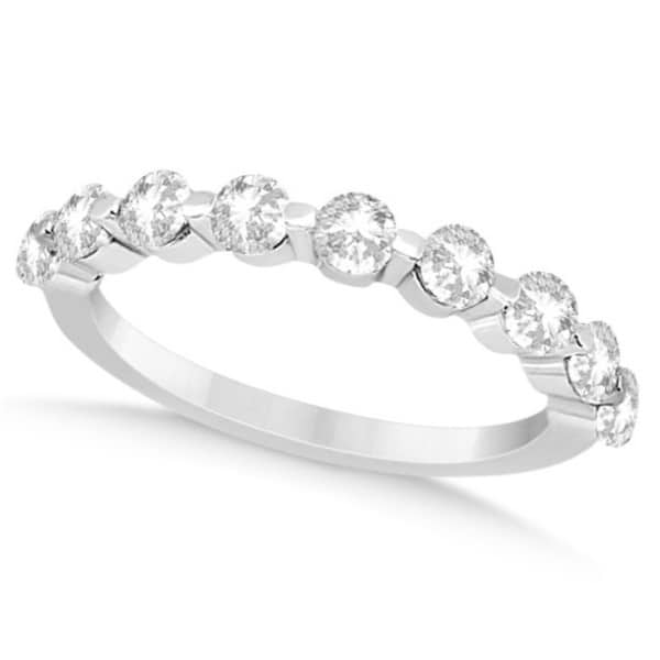 Shared Single Prong Diamond Wedding Ring Platinum (0.90ct)