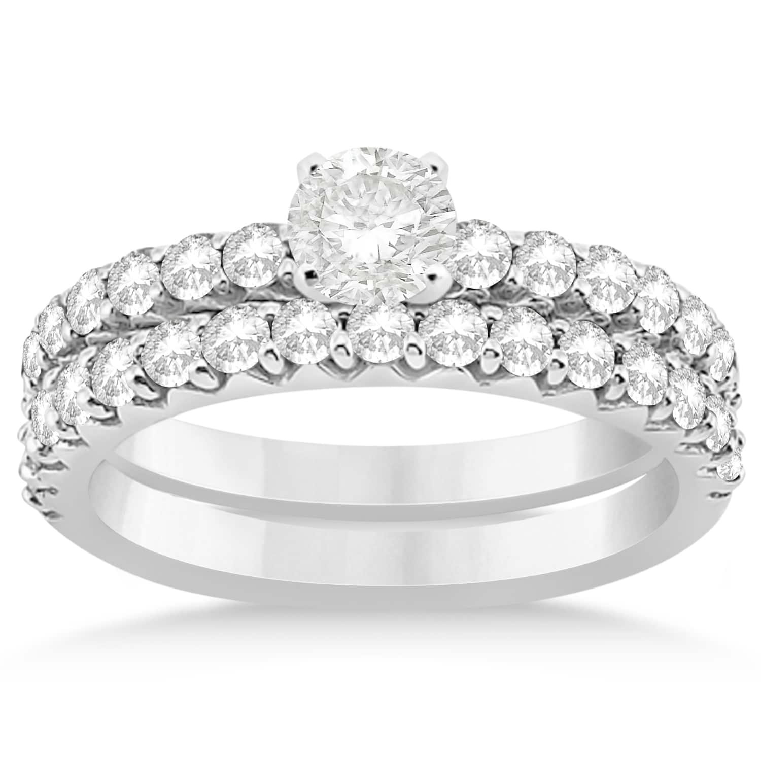 Diamond Accented Bridal Set Setting Platinum 0.90ct