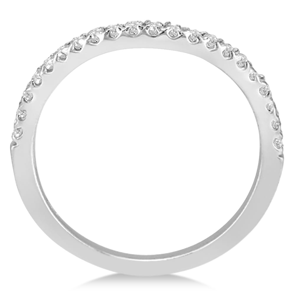 Diamond Accented Contoured Wedding Band 14k White Gold (0.21ct)