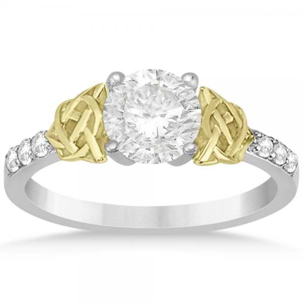 Diamond Celtic Knot Engagement Ring 14k Two Tone Gold (0.12ct)