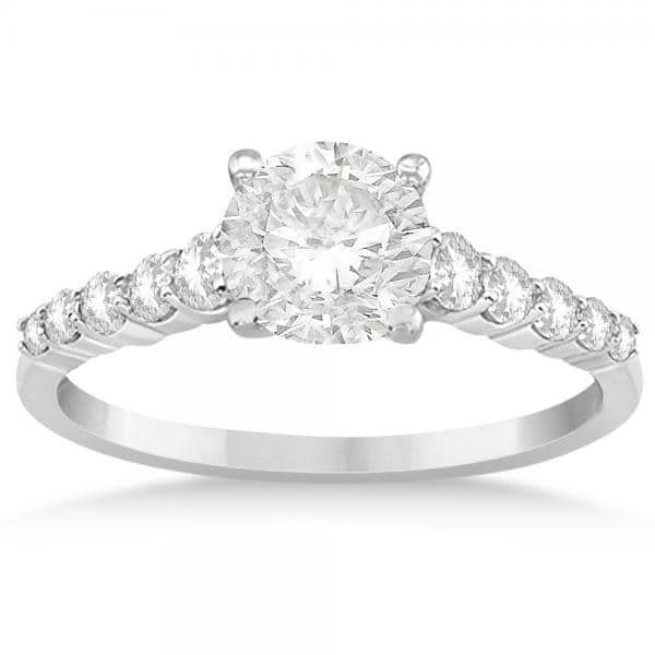 Diamond Accented Engagement Ring Setting 14k White Gold 0.36ct