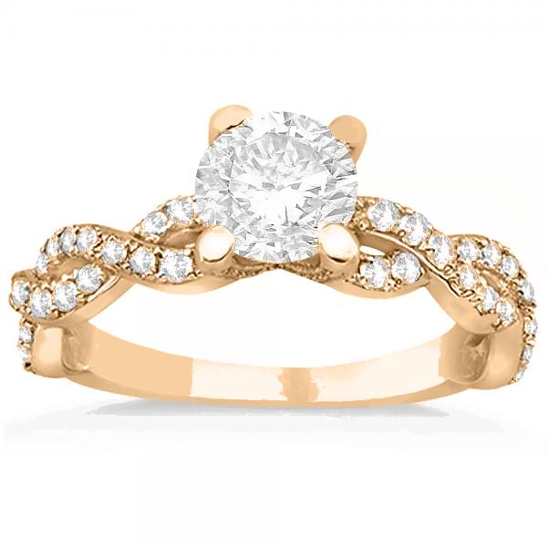 Diamond Infinity Twisted Engagement Ring Setting 14k Rose Gold 0.58ct