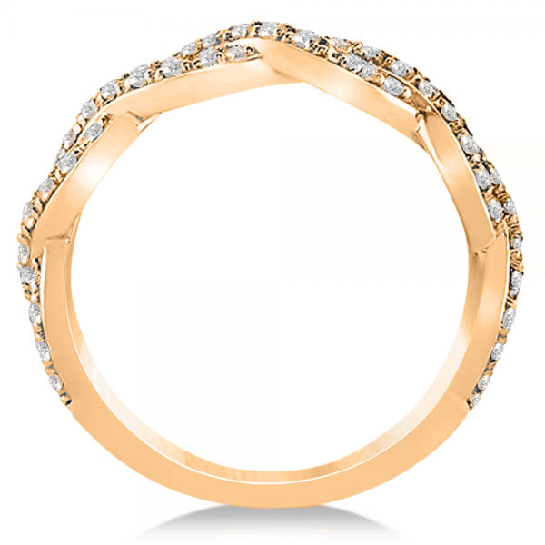 Diamond Twisted Infinity Ring Wedding Band 14k Rose Gold (0.55ct)