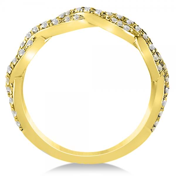 Diamond Twisted Infinity Ring Wedding Band 18k Yellow Gold (0.55ct)