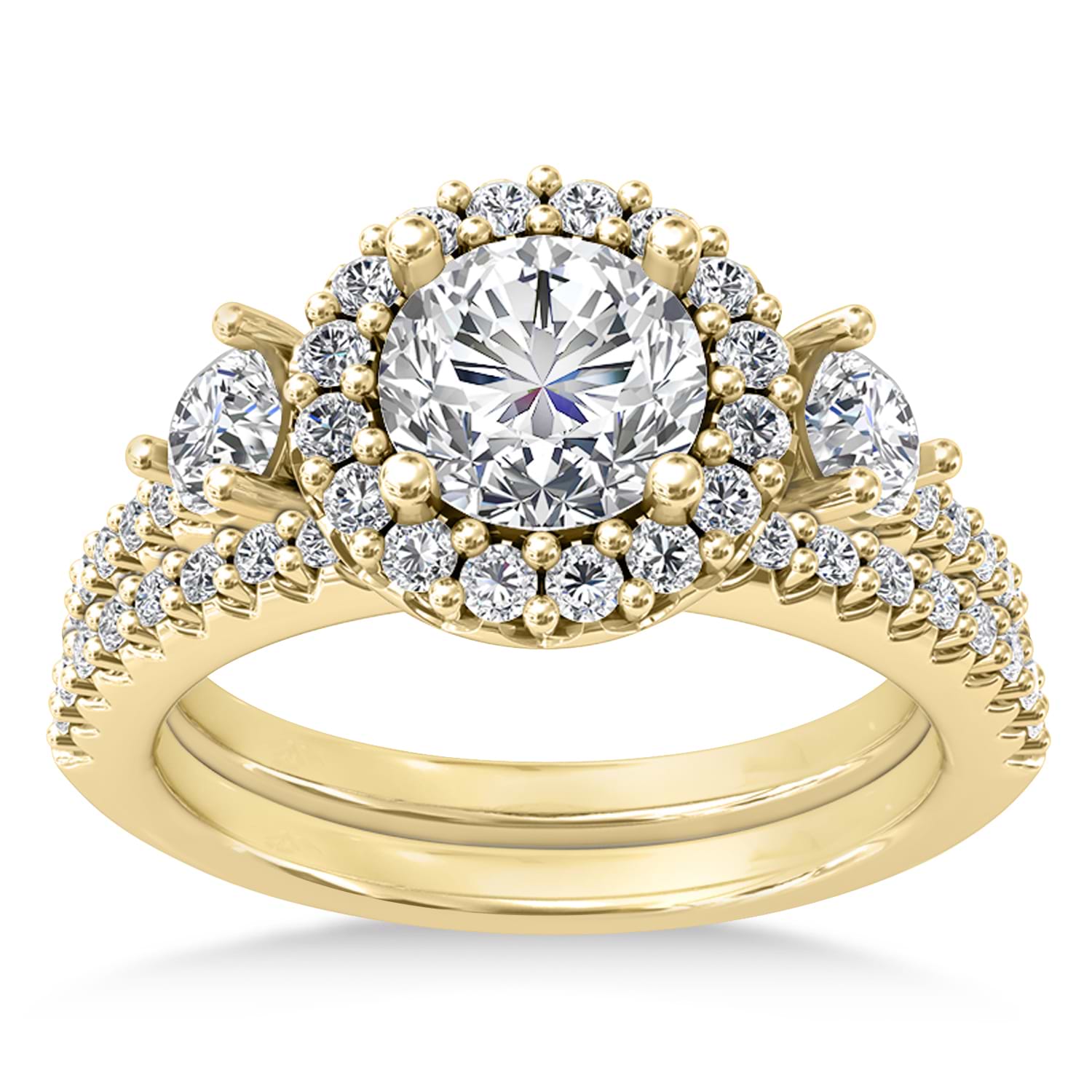 Diamond Fancy Halo Bridal Set 14k Yellow Gold (0.89ct)
