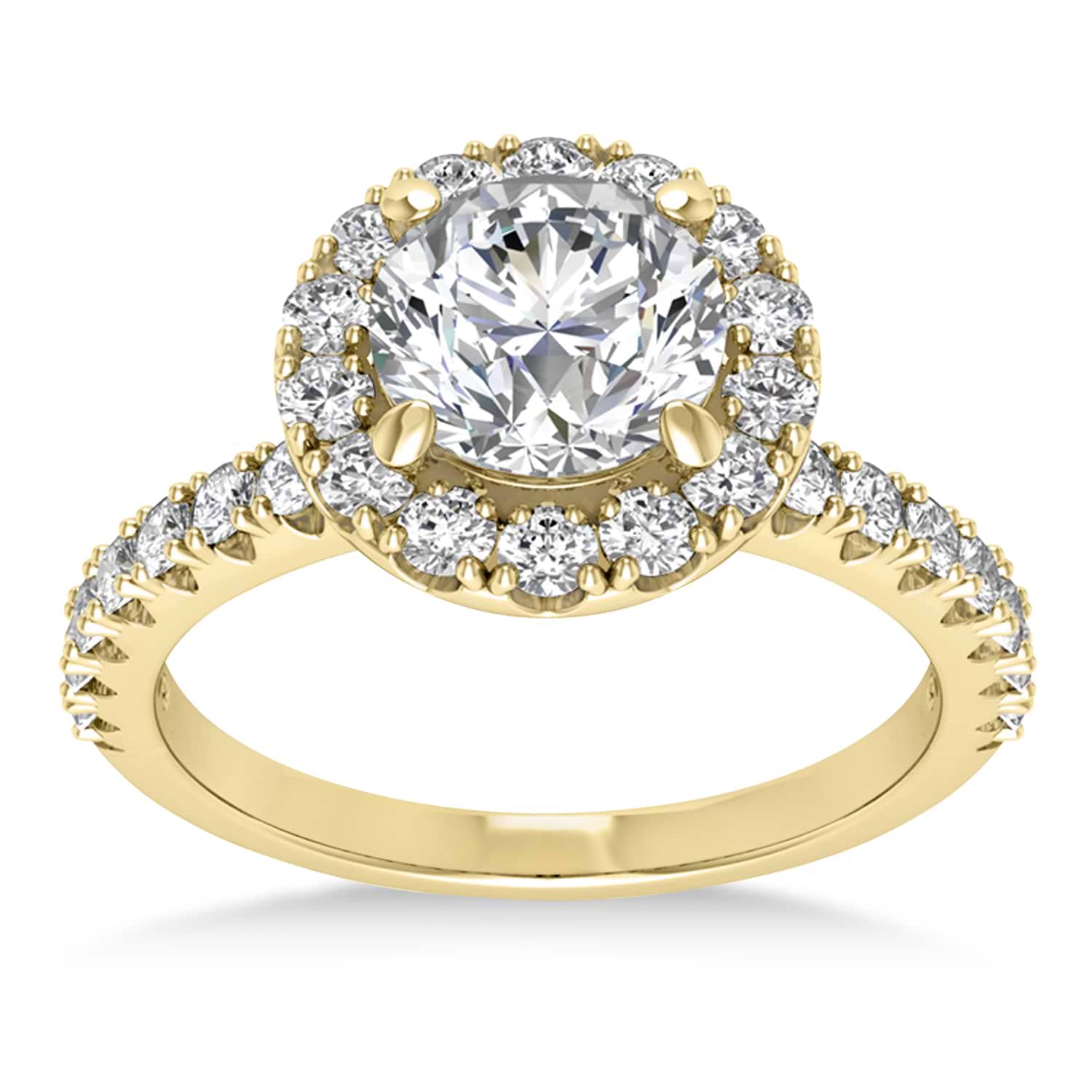 Diamond Sidestone Halo Engagement Ring 14k Yellow Gold (0.61ct)