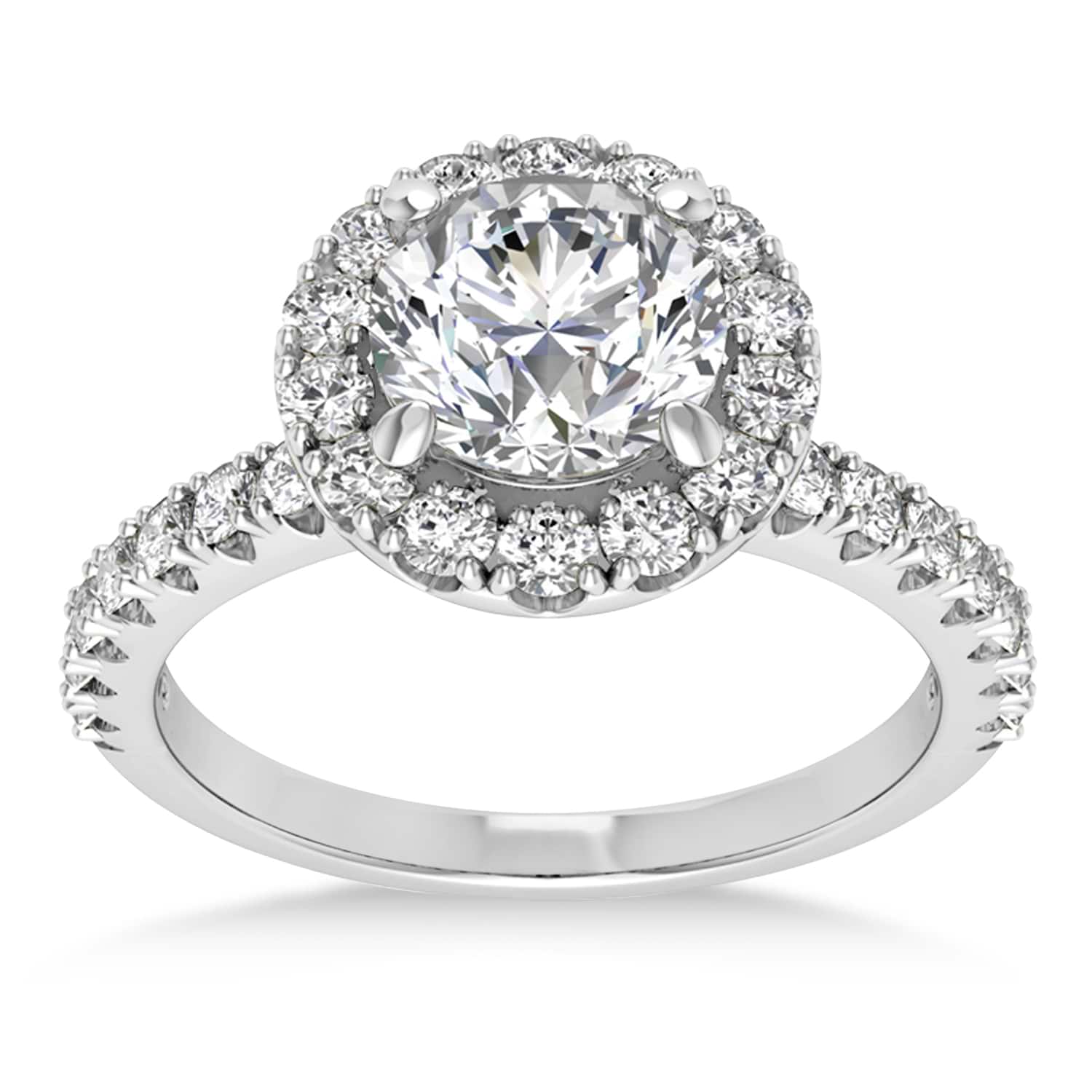 Diamond Sidestone Halo Engagement Ring Platinum (0.61ct)