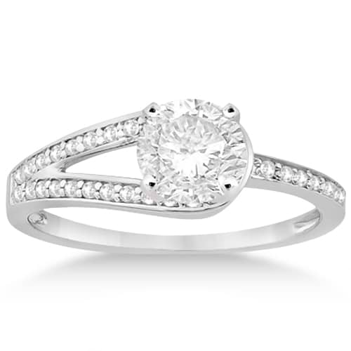 Pave Love-Knot Pave Diamond Engagement Ring 14k White Gold (0.20ct)