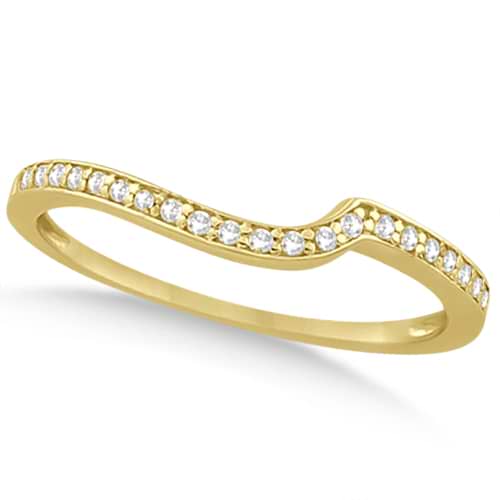 Pave Contour Band Diamond Wedding Ring 14k Yellow Gold (0.12ct)