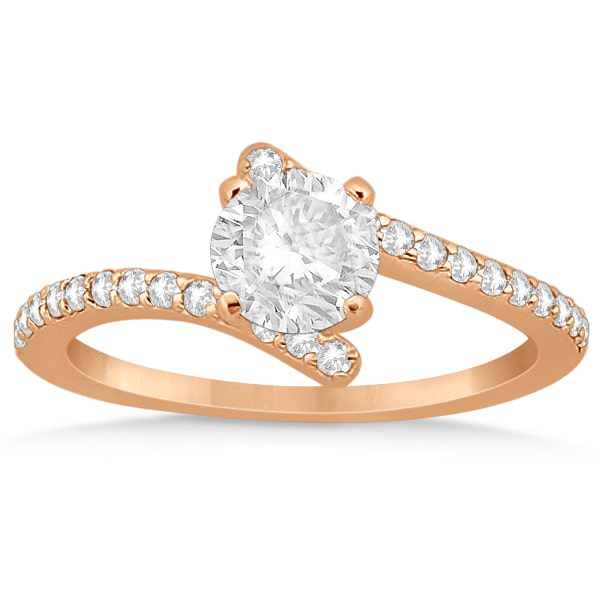 Diamond Accented Bypass Engagement Ring Setting 14K Rose Gold 0.26ct