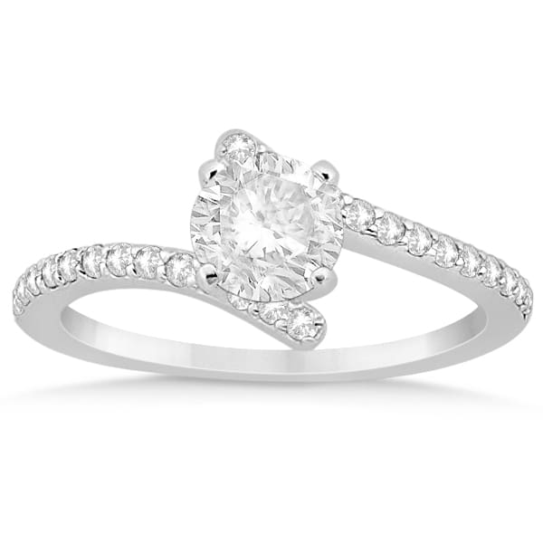Diamond Accented Bypass Engagement Ring Setting 18K White Gold 0.26ct
