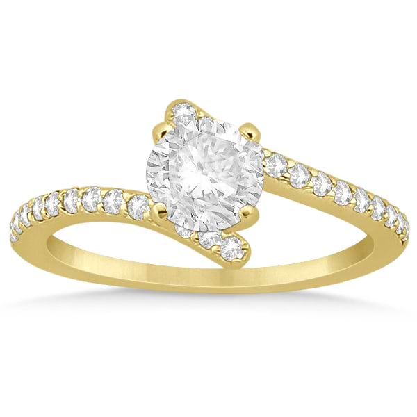 Diamond Accented Bypass Engagement Ring Setting 18K Yellow Gold 0.26ct