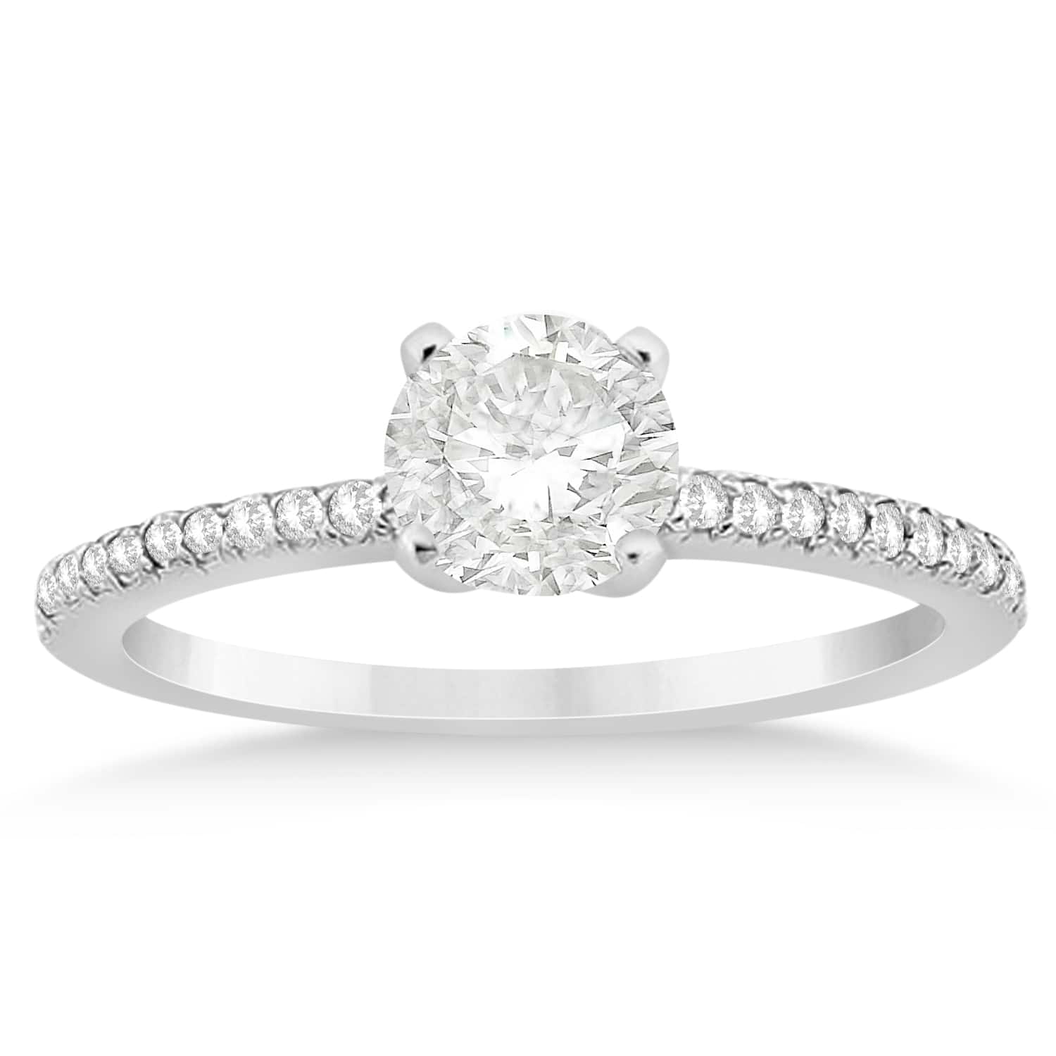 Diamond Accented Engagement Ring Setting 14k White Gold (0.18ct)
